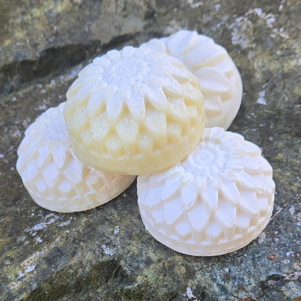 French Sea Salt soap bar with pink grapefruit rock background, real product photo