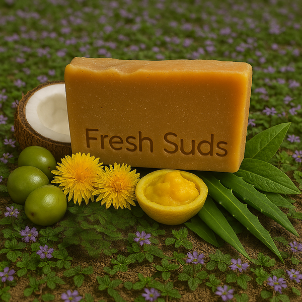 Restore Dandelion soap bar, golden yellow, with dandelion, coconut and aloe