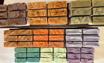Fresh Suds handmade bars lined up — every one vegan, palm-free, small-batch