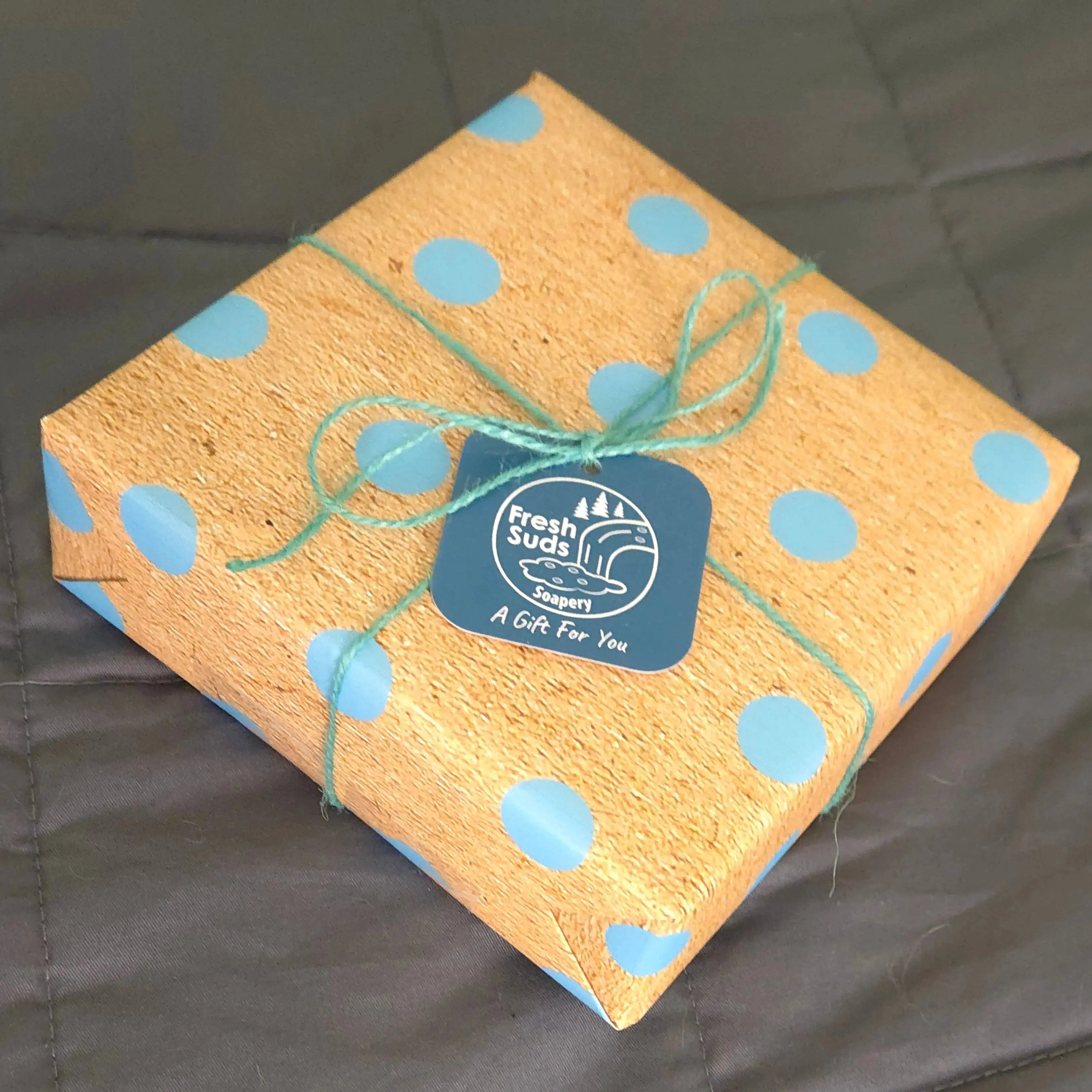 Gift box - Craft wrapping paper. Polka Dots or Fresh Suds Fresh Suds Soapery