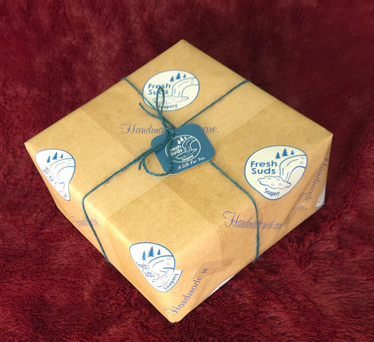 Gift box - Craft wrapping paper. Polka Dots or Fresh Suds Fresh Suds Soapery