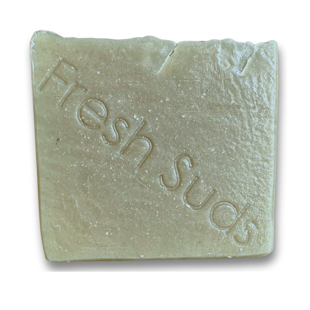 Rosemary Daydream soap bar, sage green, on a white background