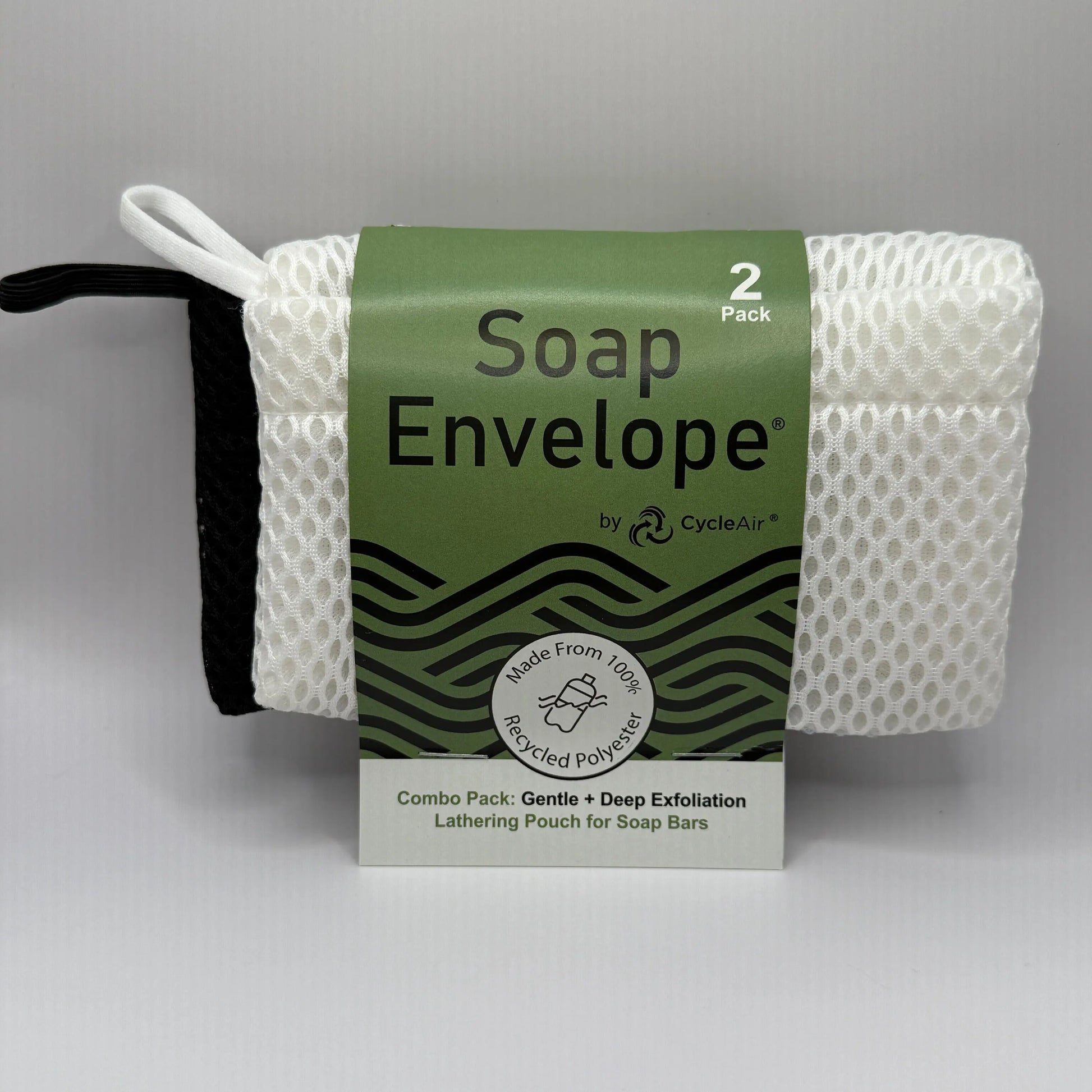 Soap Envelope Fresh Suds Soapery - exfoliating soap accessory -white/black combo