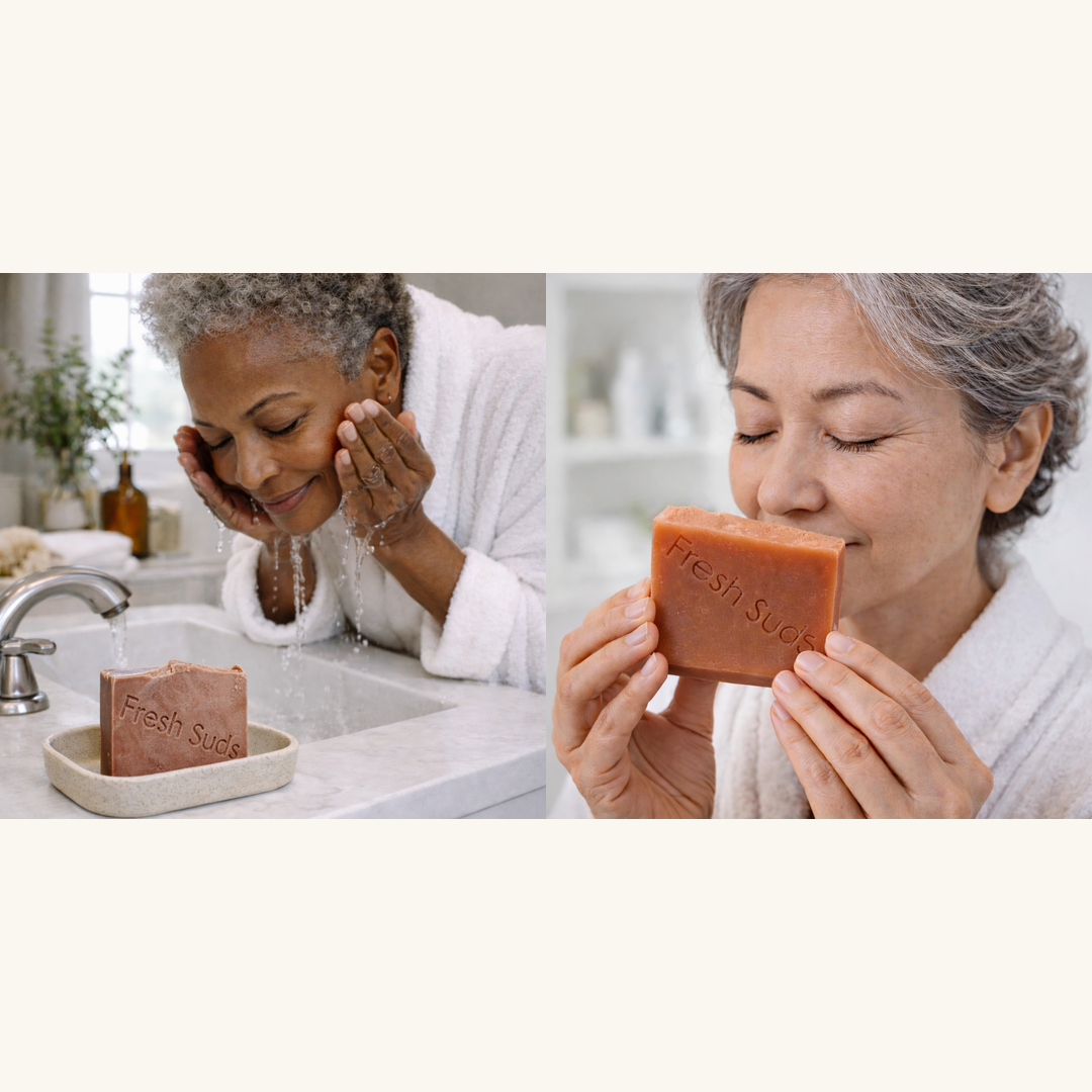 Garden Duo Bundle lifestyle, two Canadian-made soap bars