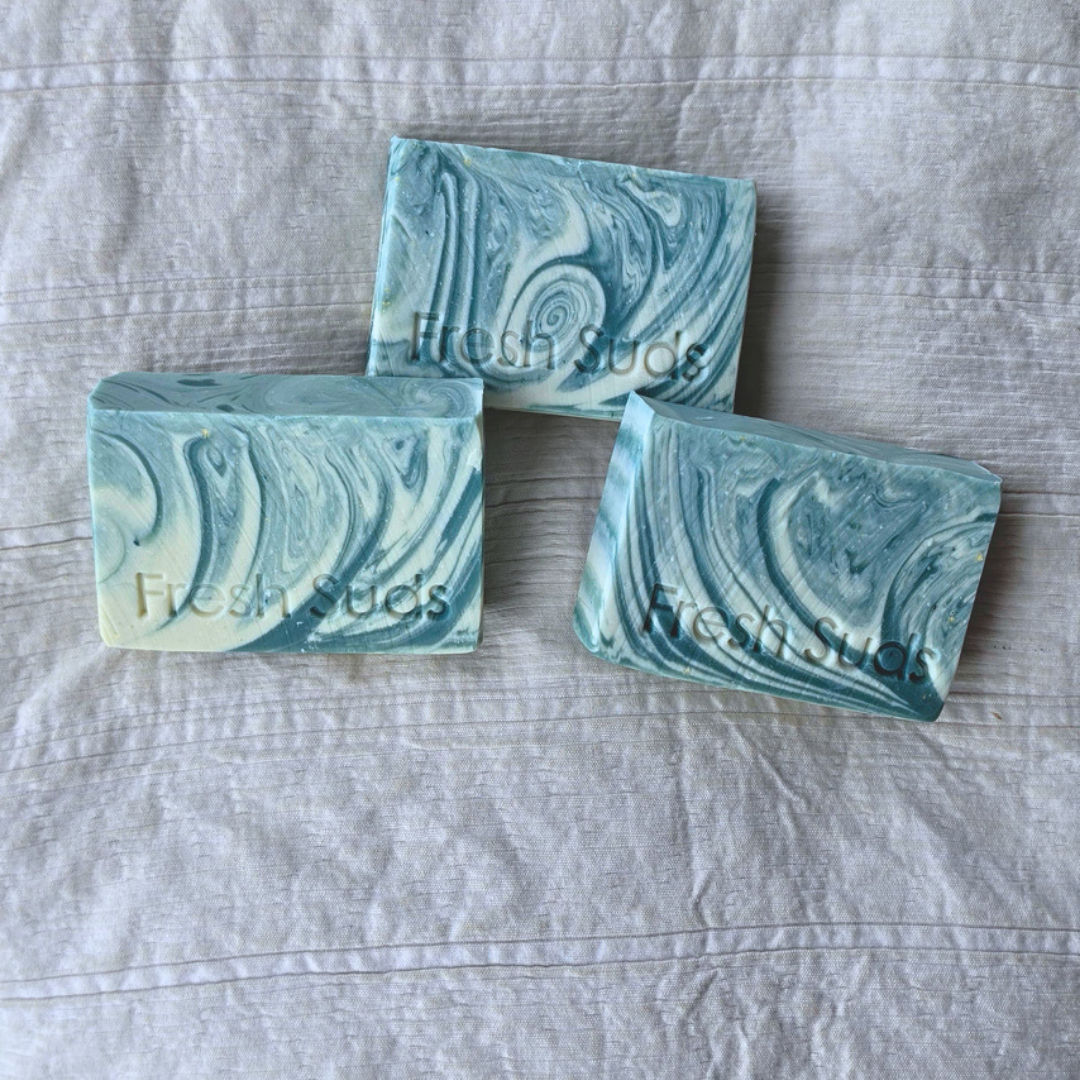 Three Glacier Arctic Mineral Clay bars on linen, alternate