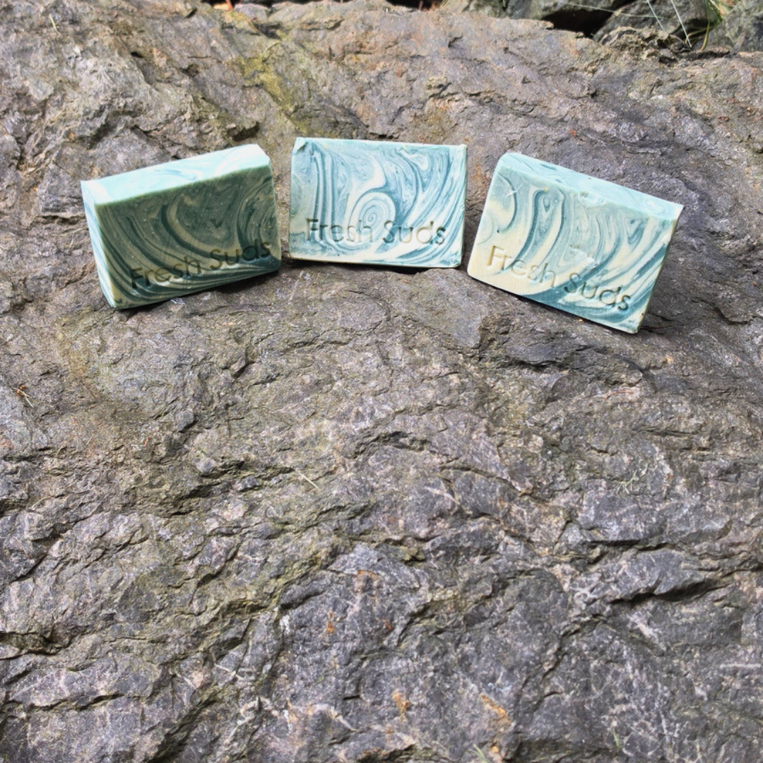 Three Glacier Arctic Mineral Clay soap bars, second angle